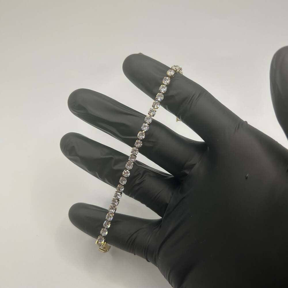 4mm Moissanite Gold Tennis Bracelet Womens 7 Inch VVS1 No Pass Waterproof